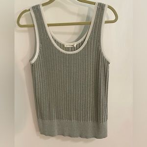 Rag & Bone/JEAN Lizzie Green and White Scoop Neck Tank size M